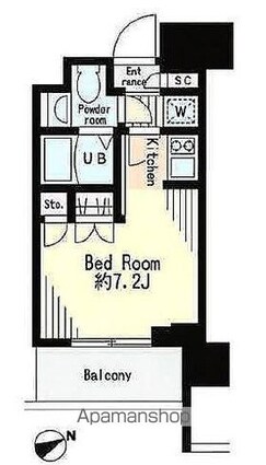 レジディア市谷薬王寺[1R/18m2]の間取図