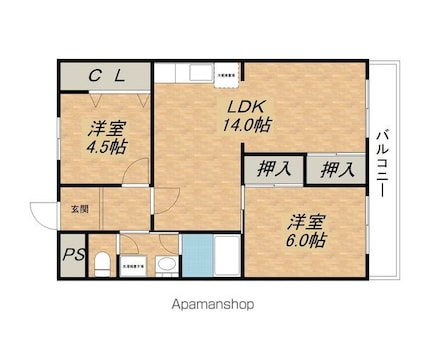 メゾンインペリアル[2LDK/56.72m2]の間取図