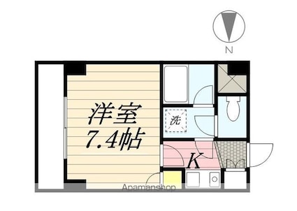 ヴィラ・アンソレイエ南江戸[1K/22.4m2]の間取図
