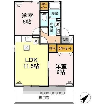 グレイスＴ＆Ｉ[2LDK/53.45m2]の間取図