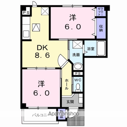 ミ・カサ・こまくさ[2DK/49.17m2]の間取図