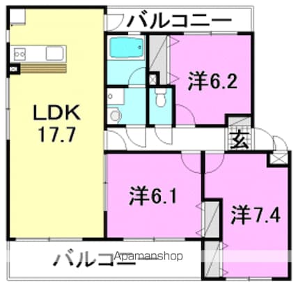 永田マンション２[3LDK/74.35m2]の間取図