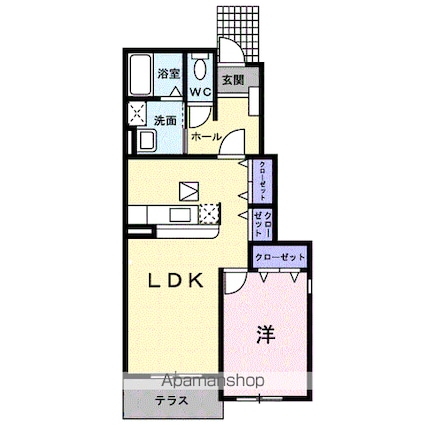 サンソーレ　Ｂ[1LDK/45.72m2]の間取図