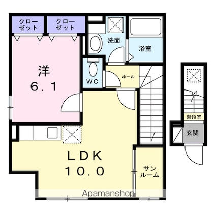 ヴィラ・アルモニア[1LDK/43.95m2]の間取図