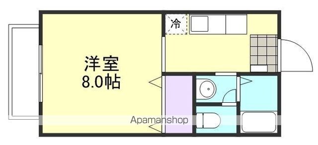 岡山県倉敷市宮前[1K/27.08m2]の間取図