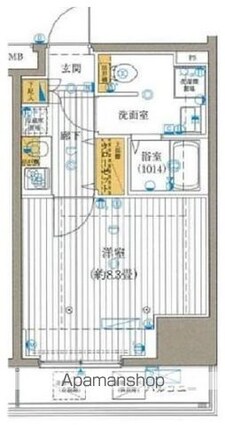 東京都台東区三ノ輪１丁目[1K/25.71m2]の間取図