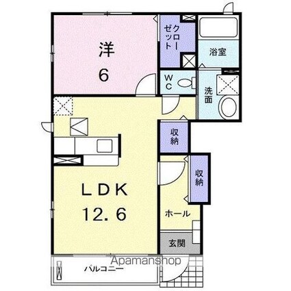 香川県高松市三名町[1LDK/46.22m2]の間取図