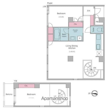 レジディア自由が丘Ⅱ[2LDK/74.61m2]の間取図