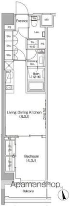 ザ・パークハビオ高円寺レジデンス[1LDK/35.36m2]の間取図