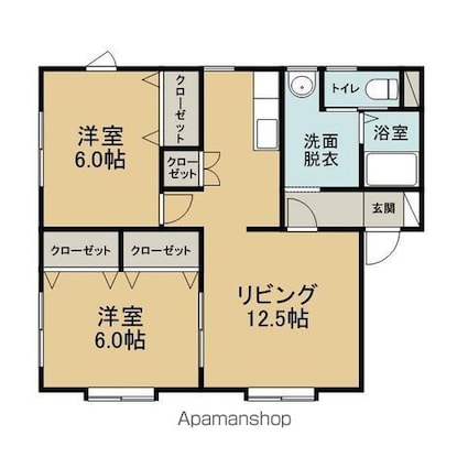 ヴァンクル[2LDK/52.9m2]の間取図