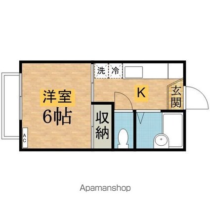 東京都日野市大字新井[1K/21.21m2]の間取図