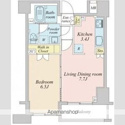 プラウドフラット神楽坂Ⅱ[1LDK/40.09m2]の間取図