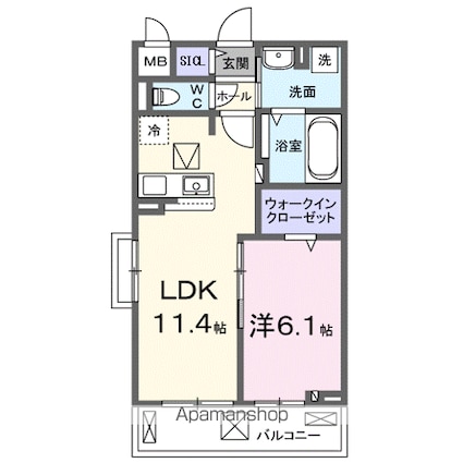 ラクーン守山[1LDK/42.51m2]の間取図