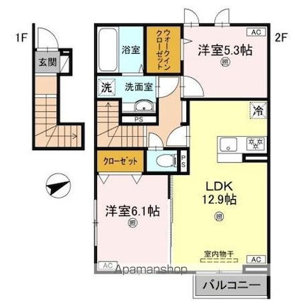 メゾン　ソレイユ[2LDK/63.33m2]の間取図
