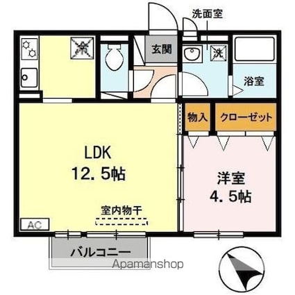 グランモア高宮[1LDK/40.35m2]の間取図