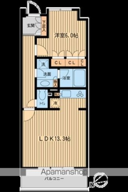 ＨＦ若林公園レジデンス[1LDK/48.8m2]の間取図