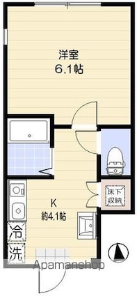 アオアクア浜田山[1K/21.28m2]の間取図