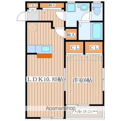 オリゾンＧ弐番館[1LDK/42.23m2]の間取図