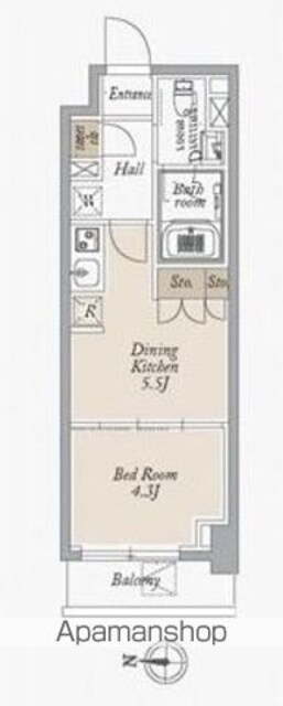 オーキッドレジデンス住吉[1DK/25.53m2]の間取図