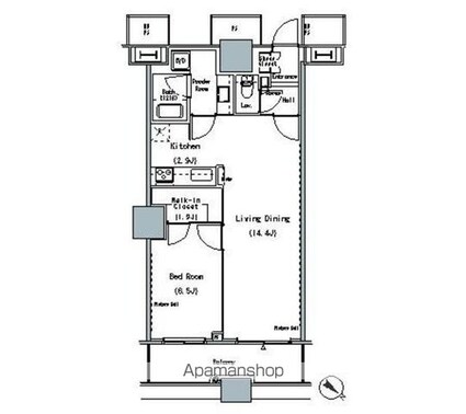 ＴＨＥ　ＴＯＫＹＯ　ＴＯＷＥＲＳ　ＭＩＤＴＯＷＥＲ[1LDK/55.52m2]の間取図