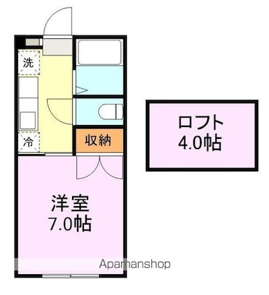 宮城県仙台市青葉区桜ケ丘７丁目[1K/24m2]の間取図