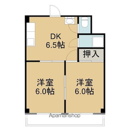 第３岬ビル[2DK/36.72m2]の間取図