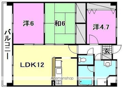 グリチネ松山インターシティ[3LDK/65.12m2]の間取図