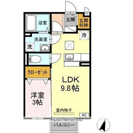 セジュール瀬戸下　Ｂ棟[1LDK/33.61m2]の間取図