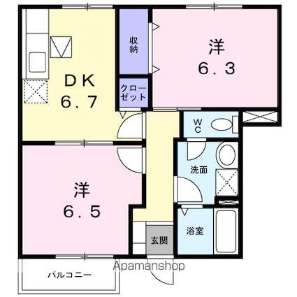グラースＴＹ[2DK/47.54m2]の間取図