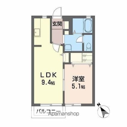 シャーメゾン・ソレーユ[1LDK/35m2]の間取図