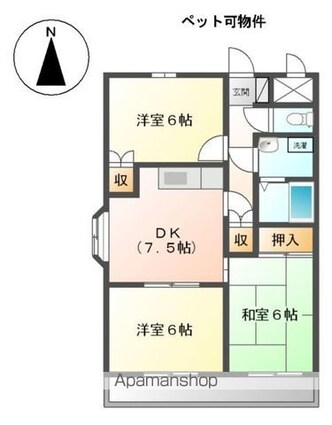 サンセヴィラージュ[3DK/57.75m2]の間取図
