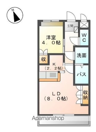 和歌山県和歌山市中野[1LDK/36m2]の間取図