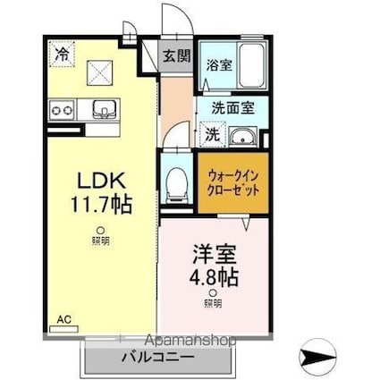 クレイドル浜町[1LDK/40.07m2]の間取図