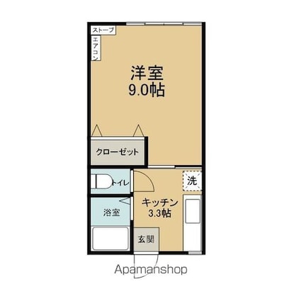 コーポアルペン[1K/27.28m2]の間取図