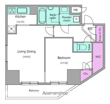 レジディア町屋[1LDK/44.53m2]の間取図