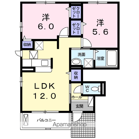 岐阜市大菅南のアパートの間取り