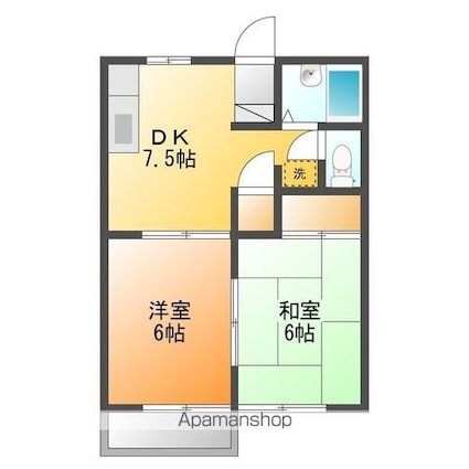 ルナハイツ[2DK/38.88m2]の間取図