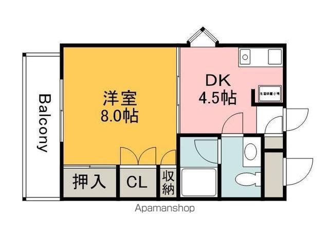 広島県広島市西区小河内町２丁目[1DK/29.7m2]の間取図