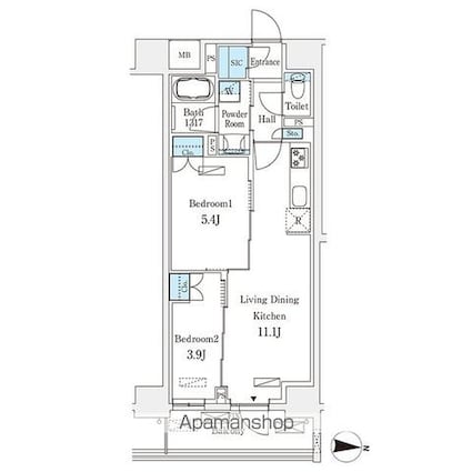 フロンティアレジデンス錦糸公園[2LDK/48.06m2]の間取図