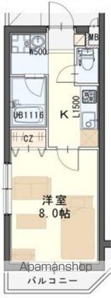 しゃとれきたやま[1K/26.24m2]の間取図