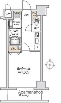 リテラス本所吾妻橋[1K/25.22m2]の間取図