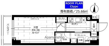 東京都練馬区氷川台３丁目[1K/25.66m2]の間取図