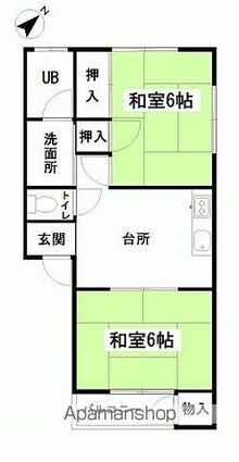 クラッブハウス[2DK/41.25m2]の間取図