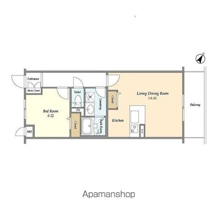 ＢＬＥＳＳ北新宿[1LDK/50.22m2]の間取図