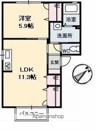 エムアールイー　Ｇ棟[1LDK/42.72m2]の間取図