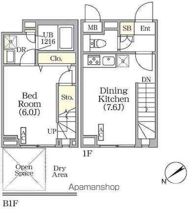 ユーレジデンス目黒東山[1DK/40.44m2]の間取図