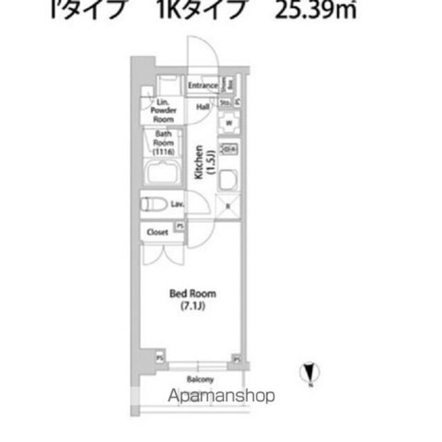 ＴＥＬＬＵＳ八幡山[1K/25.39m2]の間取図