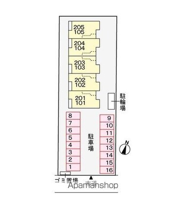 フェリーチェ上林[2LDK/50.53m2]の配置図