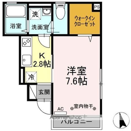 リガーレ・ウエスト[1K/28.96m2]の間取図