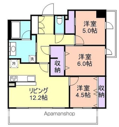 エステムコート和歌山Ｃｉｔｙステーションフロント[3LDK/69.65m2]の間取図